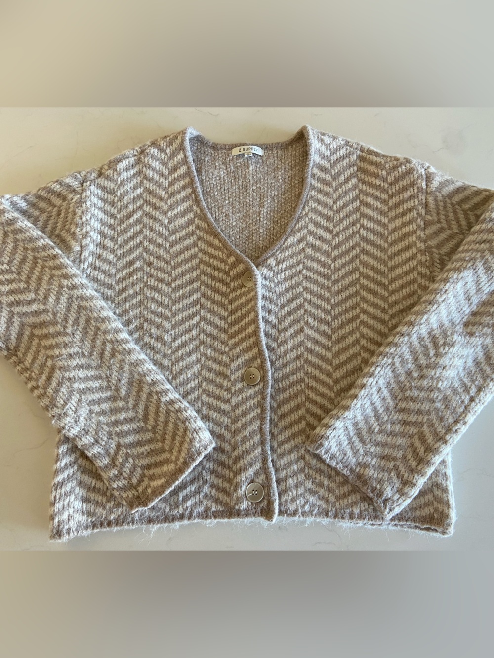 Z Supply Cozy Chevron V-Neck Button Cardigan Sweater